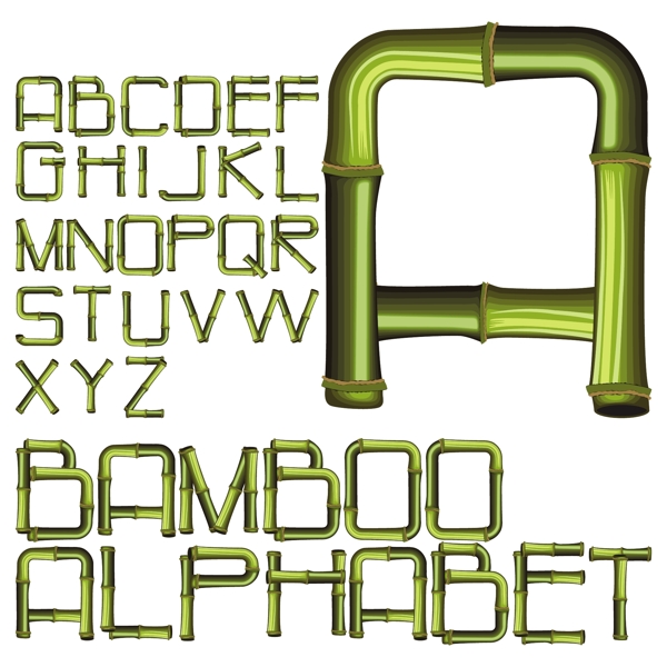 创意竹子字母矢量素材2