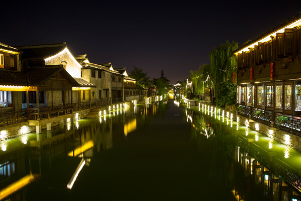 江苏无锡荡口古镇夜景