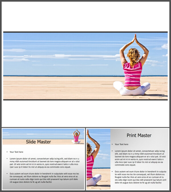 沙滩瑜伽背景PPT模板