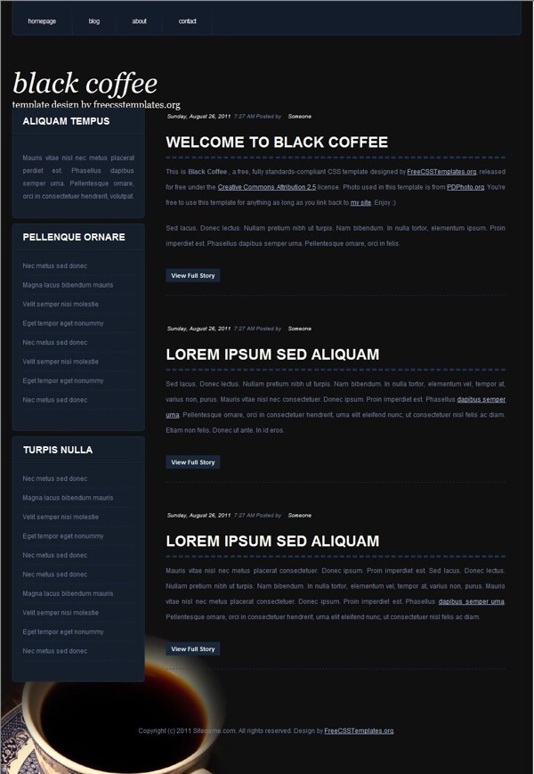 黑咖啡个人信息网页模板