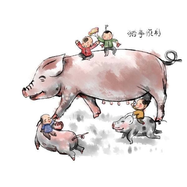 2019春节猪年国画系列