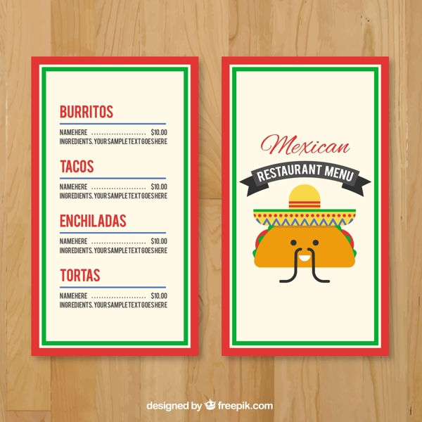 一个有趣的墨西哥墨西哥菜单