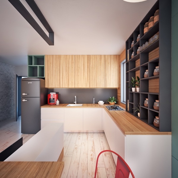 现代简约家装风格小厨房吧台设计