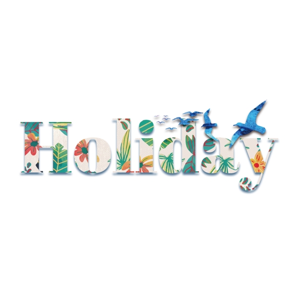 与一群海鸥的五颜六色的假日简单的字体