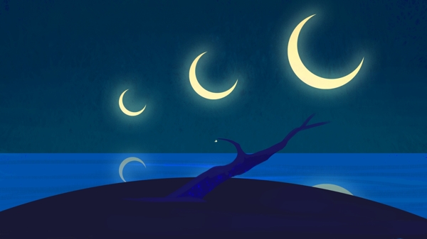 星空月夜插画背景图