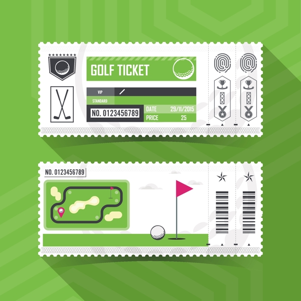 高尔夫球门票卡通矢量素材