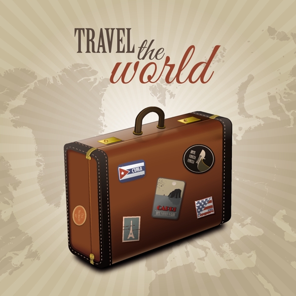 行李箱手提箱世界地图旅游