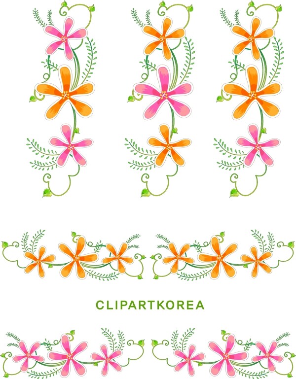 韩国植物花边边框矢量图19