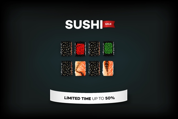 寿司店黑色菜单背面设计矢量素材