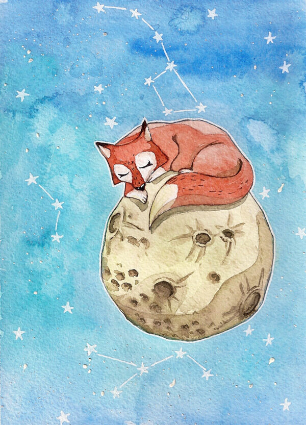 星球狐狸卡通透明素材