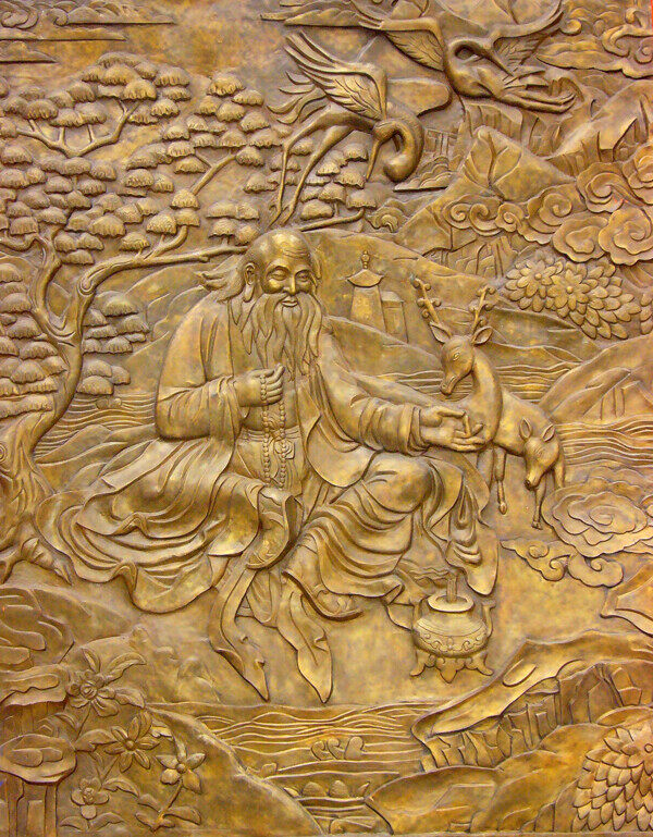 藏式图腾黄铜浮雕图片