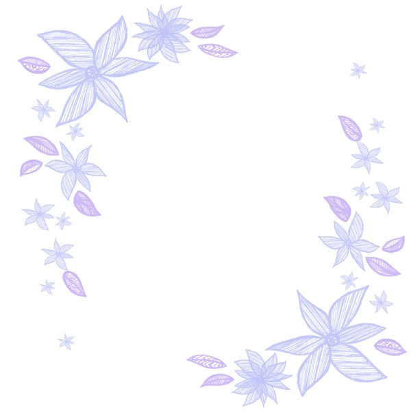 紫色手绘花朵树叶小文艺