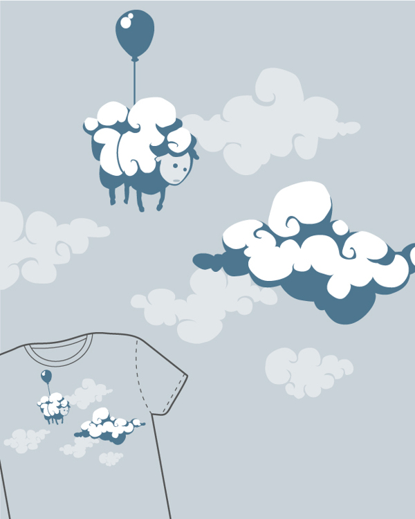 位图插画绵羊汽球云朵免费素材