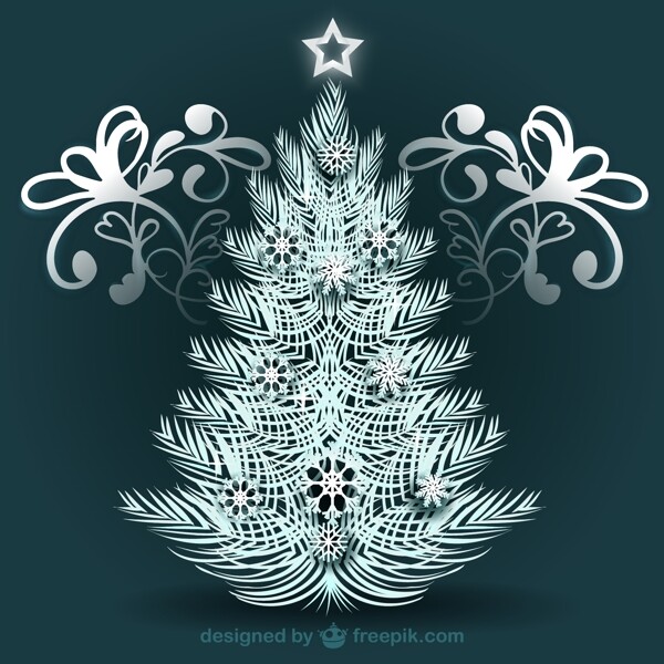 白色圣诞树与装饰品