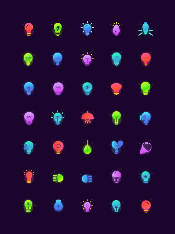 彩色灯泡图标icons