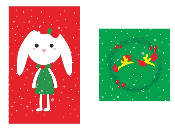 可爱矢量圣诞兔子鹿角邮票贴纸