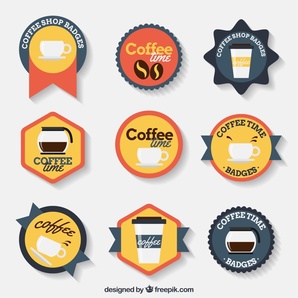 9款彩色咖啡徽章
