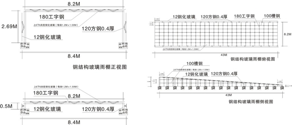 钢结构玻璃雨棚结构图图片