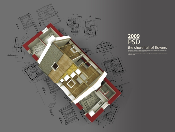 PSD立体房子海报素材下载