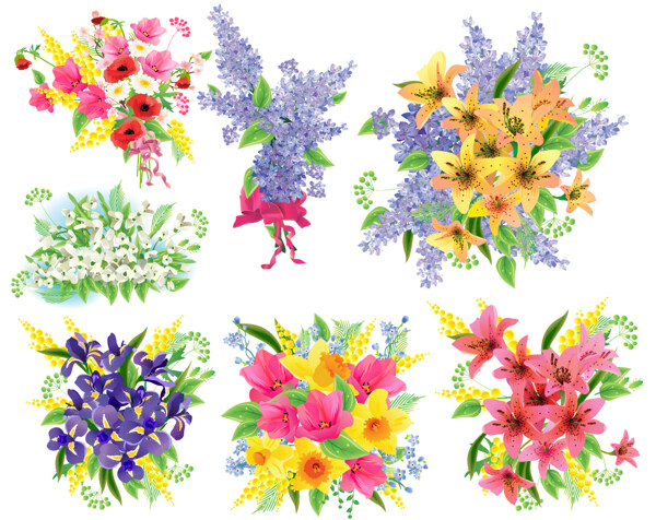 矢量素材多款鲜花花束图片