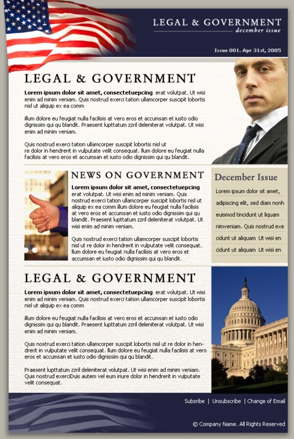 美国法律邮件网页模板