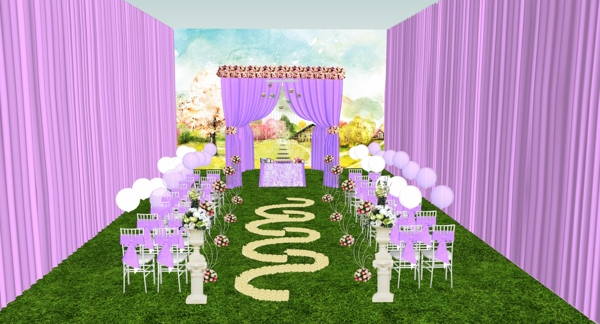 紫色婚礼现场效果图