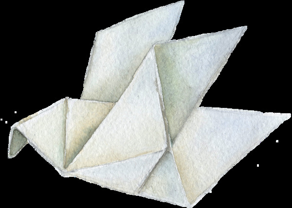 手绘一只折纸鸟png透明素材