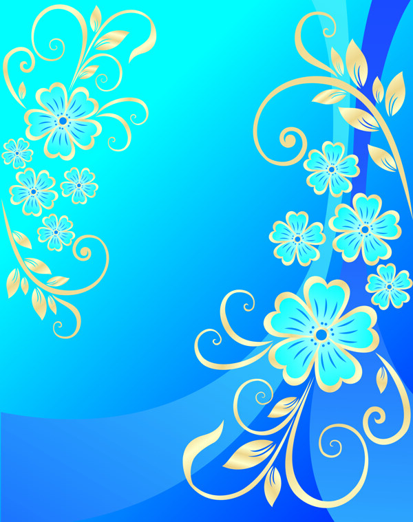 深蓝背景五瓣花朵移门图