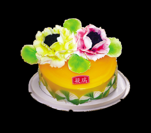 黄色奶油花朵生日蛋糕