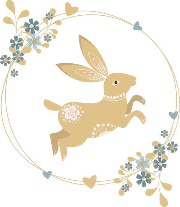 中秋节可爱的带花纹的兔子