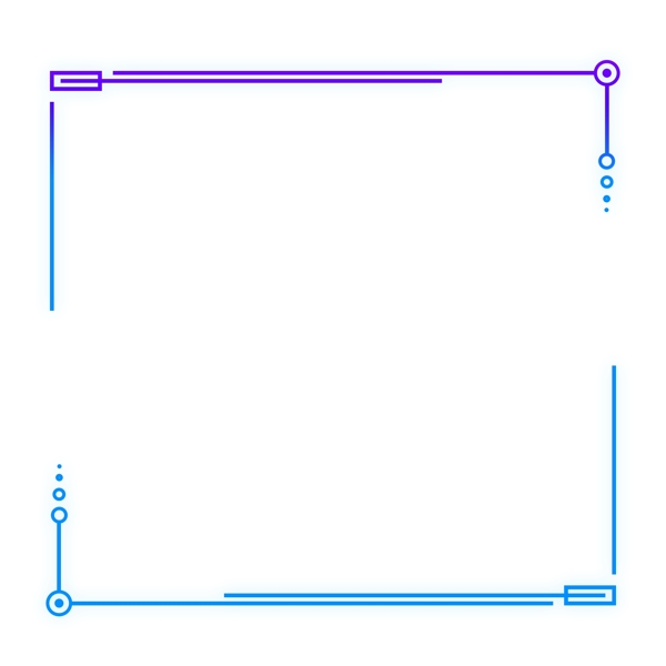 蓝色紫色科技感外发光几何方形圆形边框