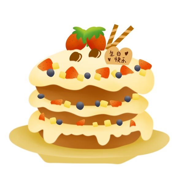 生日快乐水果千层蛋糕