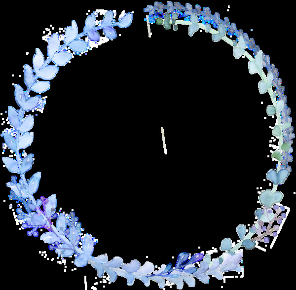 清新淡蓝色圆形手绘花环装饰元素