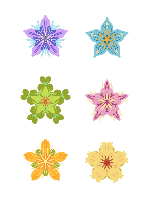 简约手绘风花朵花瓣花卉装饰图案元素