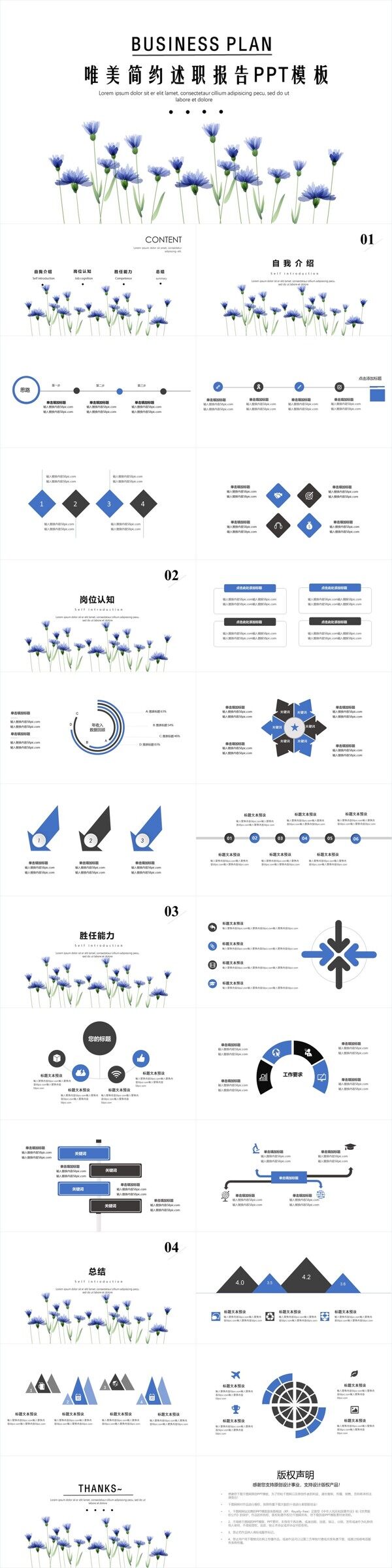 唯美简约述职报告PPT模板