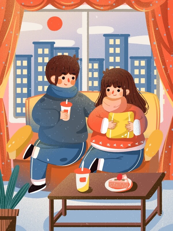 冬日情侣日常在家里吃下午茶喝茶饮日常恩爱