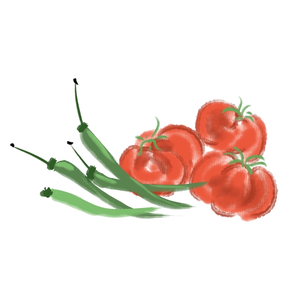 水墨红色的蔬菜插画