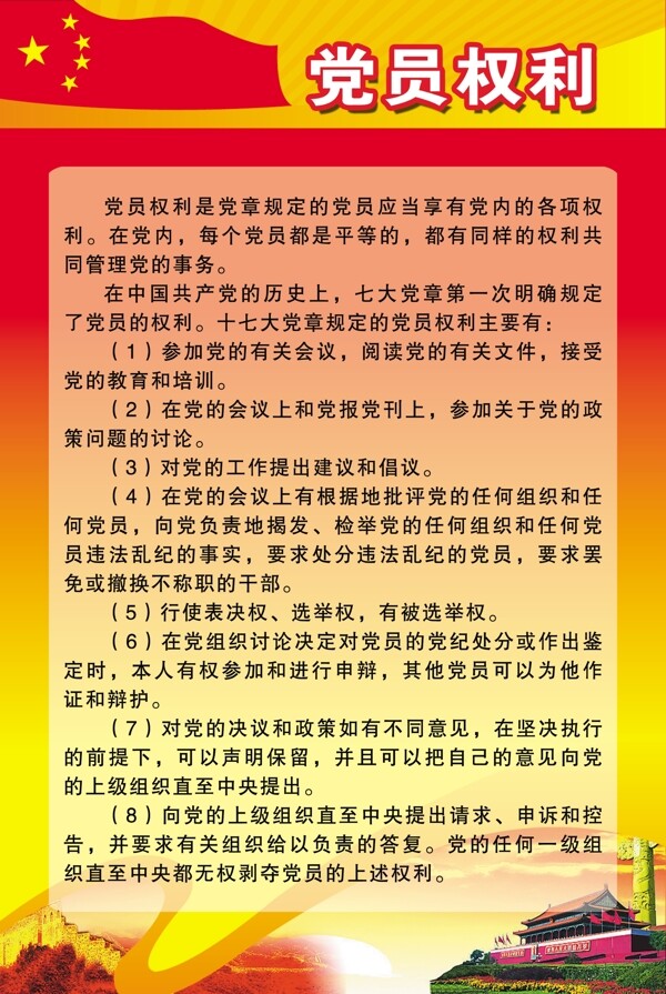 党员权利展板图片