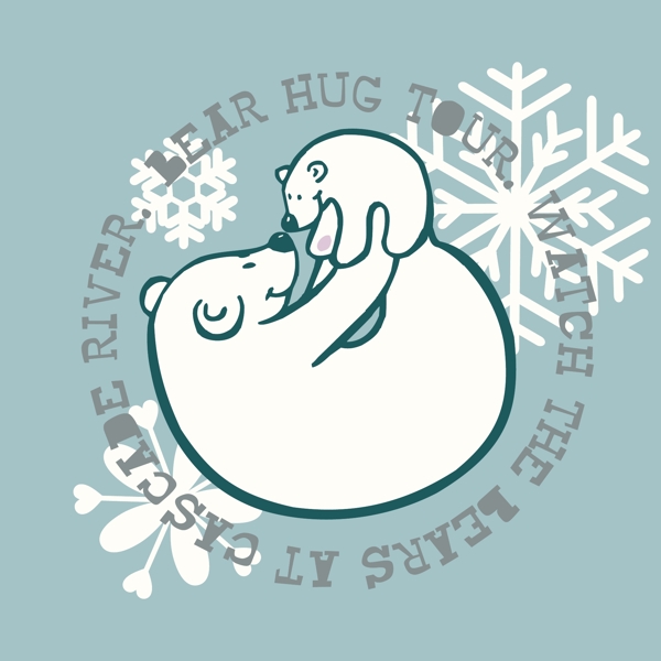 印花矢量图T恤图案图文结合可爱动物白熊免费素材