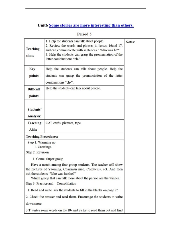 六年级下英语下册教案unit6period3