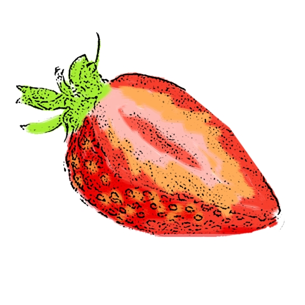 一朵切开的草莓免抠图