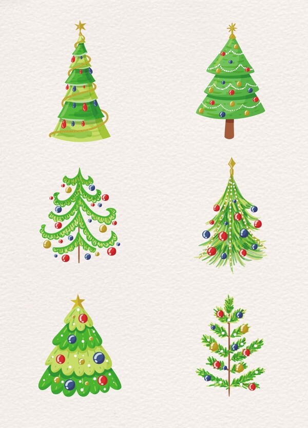 翠绿色小清新6款圣诞树设计