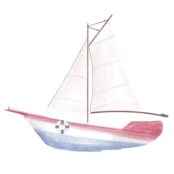 可爱白色水彩小帆船