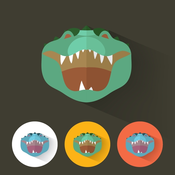 扁平风格鳄鱼插图图标