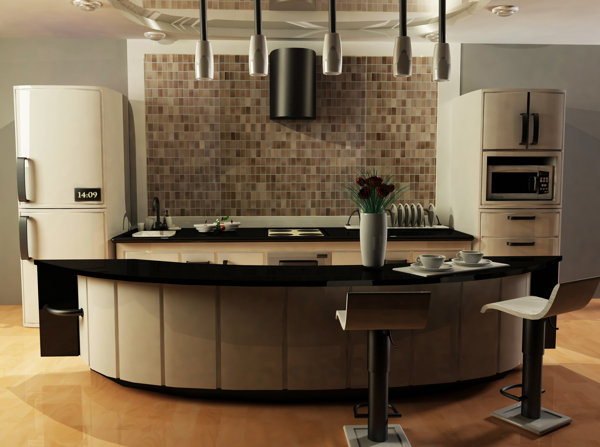 厨房3D渲染图