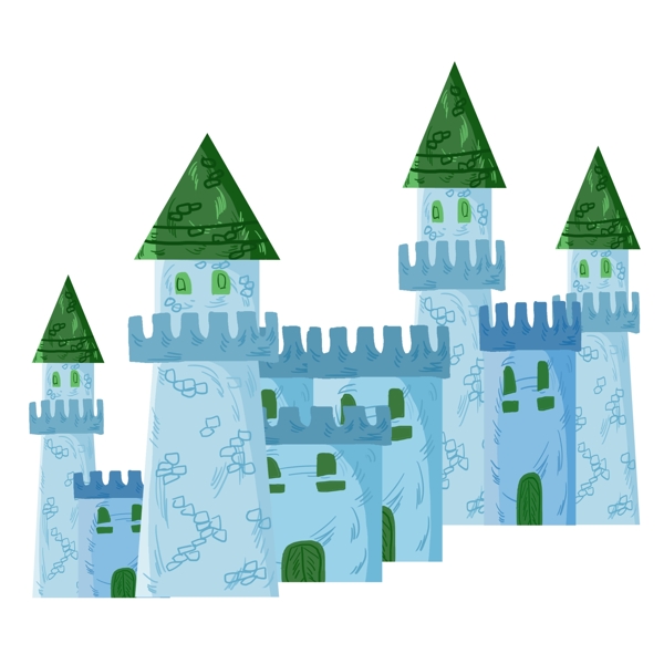 复古蓝色城堡
