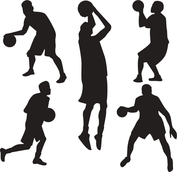 篮球运动比赛剪影轮廓