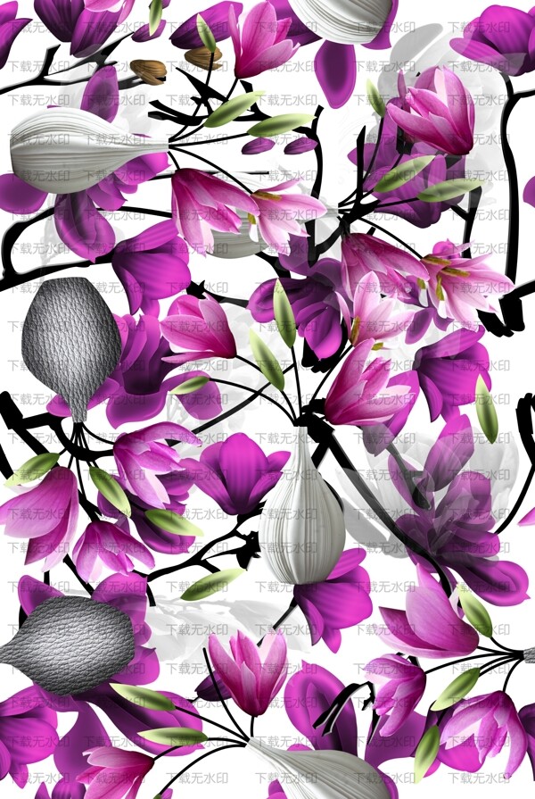 时尚手绘兰花花瓶图案