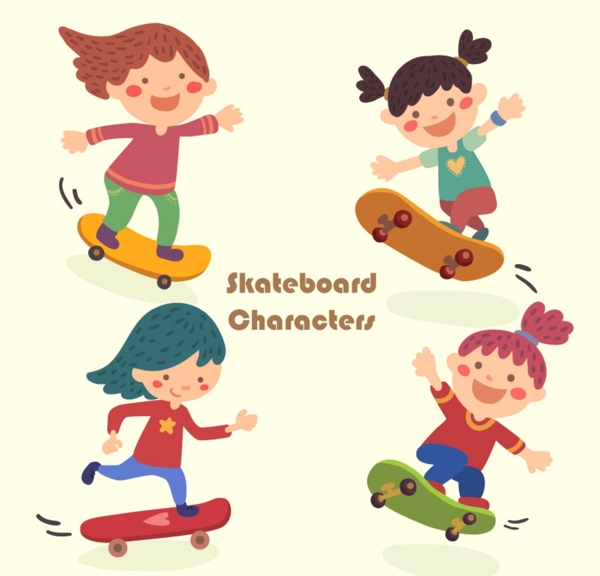 儿童滑板人物