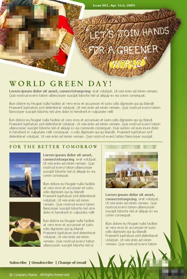 绿色环保公益邮件网页模板